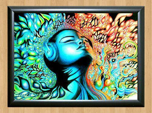 Psychedelic Trippy Funky Mushrooms Audio Video Visulization  Photo Print 18 A3