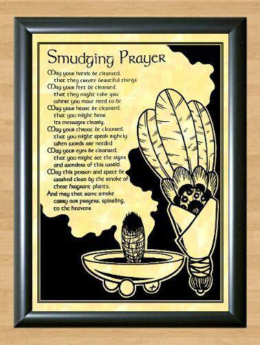 Smudging Prayer  Poster Wicca Pagan Witch Witchcraft Goth Book of Shadows Wall A3