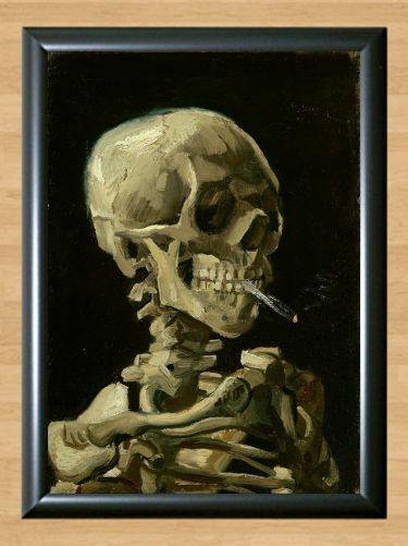 Vincent Van Gogh Skeleton Burning Cigarette Funny Smoking A3