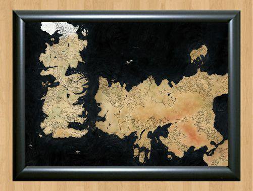 Game of Thrones Weste Map  George R Martin Seven Kingdoms Print Poster A3