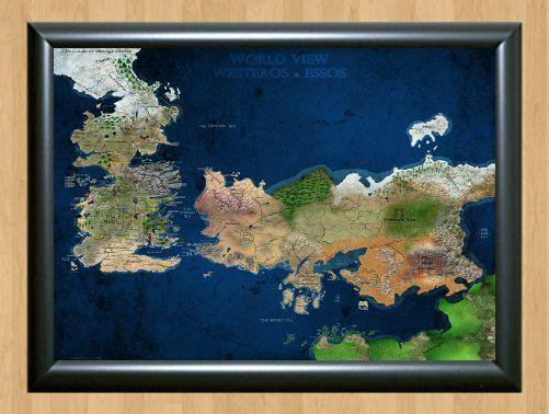 Poster Game of Thrones Map Westeros Size Print Photo Wall Home Decor A3