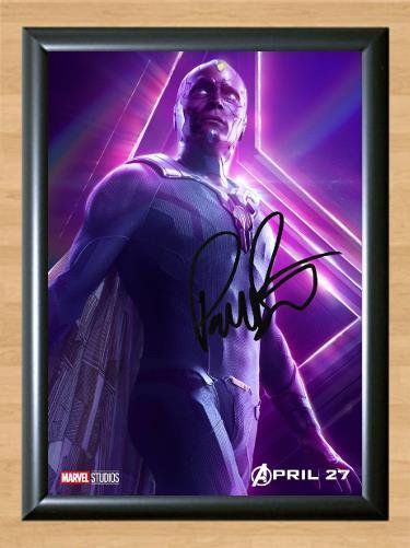 Avenger Infinity War Vision Paul Bettany Signed Autographed Photo Poster Print Memorabilia A3
