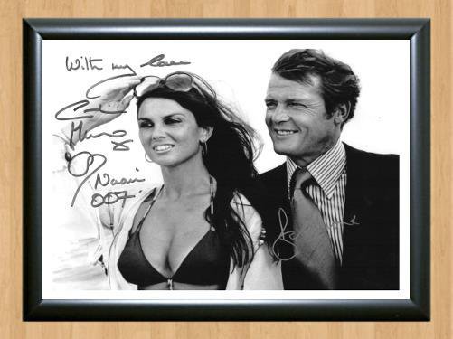 James Bond Roger Moore Caroline Munro Signed Autographed Photo Poster Print Memorabilia A3