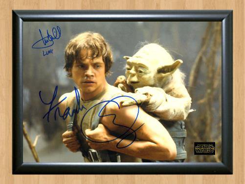 Star Wars Mark Hamill Frank Oz Yoda Signed Autographed Photo Poster Print Memorabilia A3