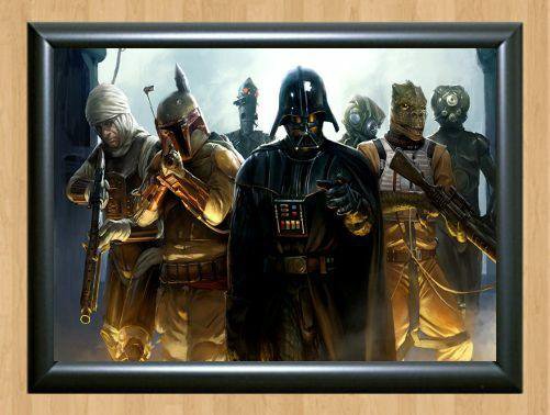 Star Wars Wall Mural Poster Darth Vader Boba Fett Bounty Hunters Mosaic Print A3