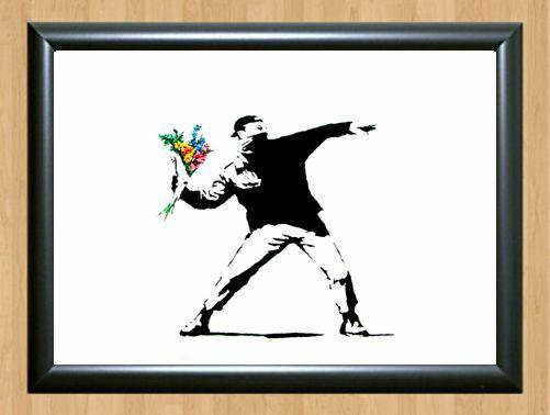 Banksy Flower Thrower Bomber Chucker  Print Poster Wall Graffiti Street Art A4