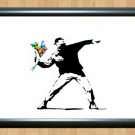 Banksy Flower Thrower Bomber Chucker  Print Poster Wall Graffiti Street Art A4