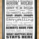 Grandparents House Rules Typography Art  Print Poster Photo Wall Decor Funny 3 A4