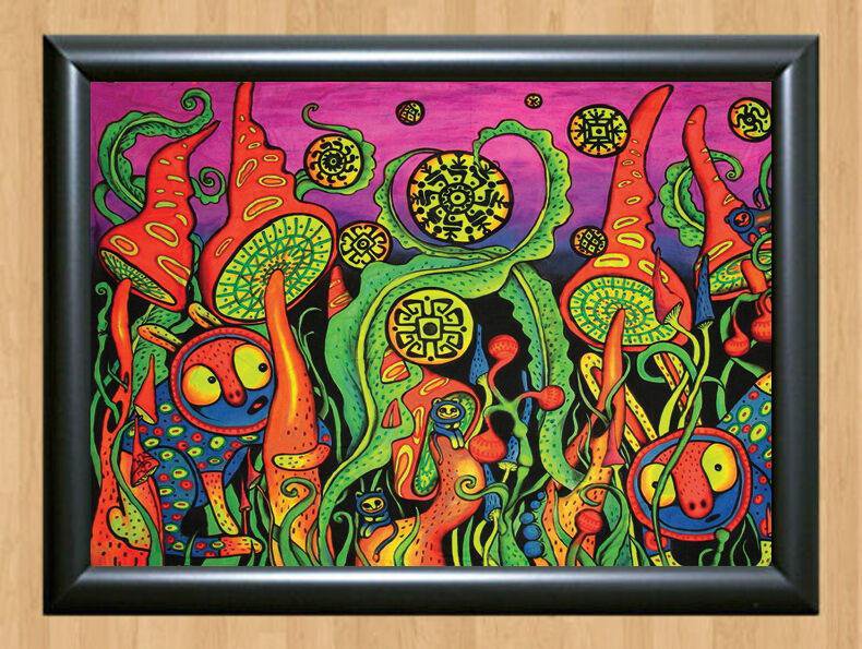 Psychedelic Trippy Funky Mushrooms Audio Video Visulization  Photo Print 2 A4