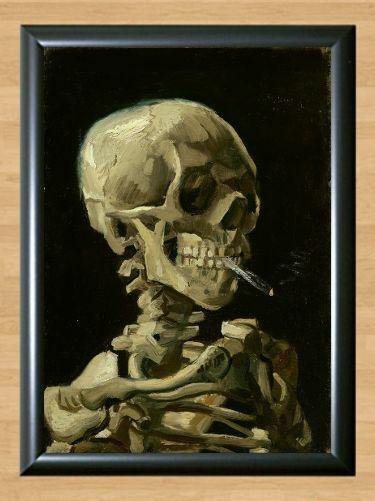 Vincent Van Gogh Skeleton Burning Cigarette Funny Smoking A4
