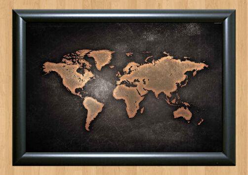 World Map Old Antique Leather Style  Print Poster Photo A4
