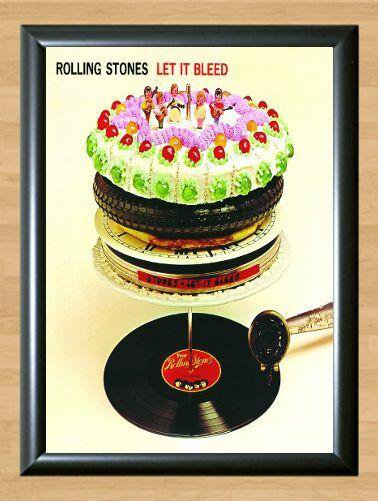 Rolling Stones Let It Bleed Decca  Print Poster Stereo Blue Inner Vinyl LP A4