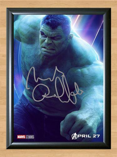 Hulk Mark Ruffalo Avengers Infinity War Signed Autographed Photo Poster Print Memorabilia A4