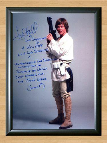Luke Skywalker Mark Hammill Light saber Signed Autographed Photo Poster Print Memorabilia A4