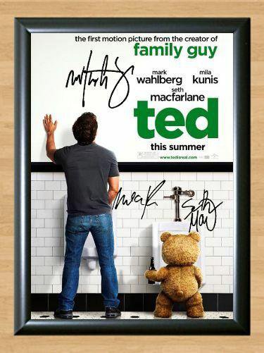 Ted  Mark Walhberg Milu Kunis Signed Autographed Photo Poster Print Memorabilia A4