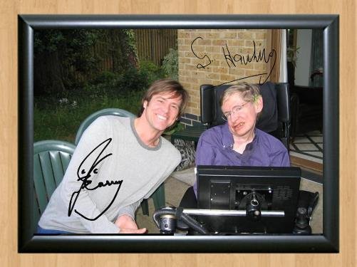 Stephen Hawking Jim Carrey  Signed Autographed Photo Poster Print Memorabilia A2 16.5x23.4""