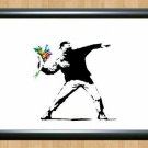 Banksy Flower Thrower Bomber Chucker  Print Poster Wall Graffiti Street Art A2 16.5x23.4""