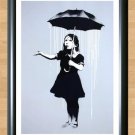 Banksy Nola Girl Umbrella Raining  Print Poster Urban Graffiti Street Art A2 16.5x23.4""