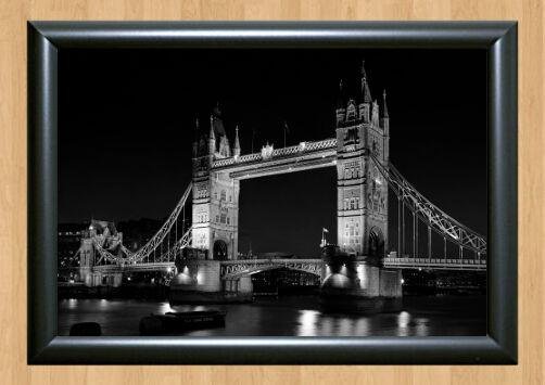London Tower Bridge B&W Wall Art Home Decor Photo Poster Picture Print Night A2 16.5x23.4""