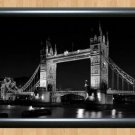 London Tower Bridge B&W Wall Art Home Decor Photo Poster Picture Print Night A2 16.5x23.4""