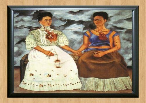 Two Skeletons Art Print Big Eye Frida Kahlo Sugar Skull Love  Print Poster A2 16.5x23.4""