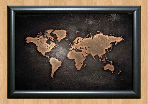 World Map Old Antique Leather Style  Print Poster Photo A2 16.5x23.4""