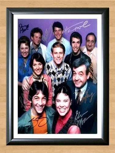 Happy Days Cast Signed Autographed Photo Poster Print Memorabilia A2 16.5x23.4""