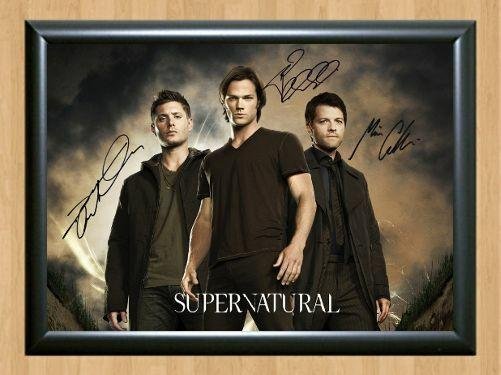 Jensen Jared Misha Cast Supernatural Signed Autographed Photo Poster Print Memorabilia A2 16.5x23.4"