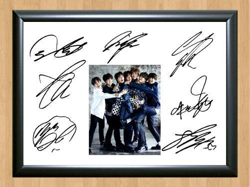 Bangtan Boys BTS Signed Autographed Photo Poster Print Memorabilia A2 16.5x23.4""