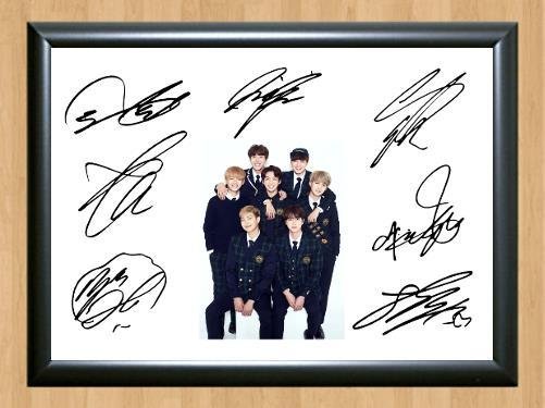 Bangtan Boys BTS Signed Autographed Photo Poster Print Memorabilia A2 16.5x23.4""