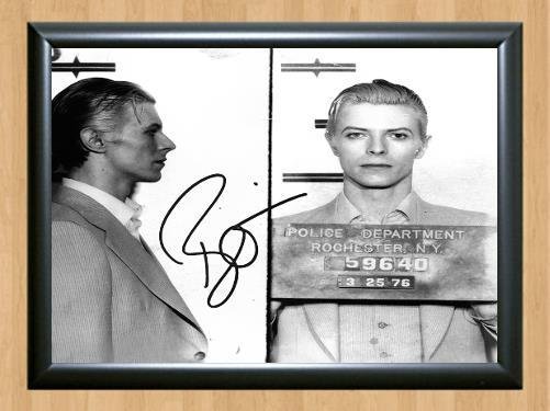 David Bowie Mug Shot Signed Autographed Photo Poster Print Memorabilia A2 16.5x23.4""