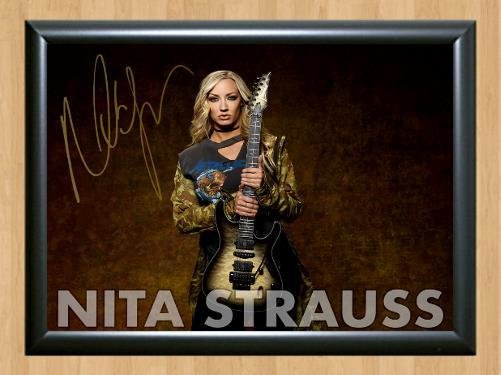 Nita Strauss Alice Cooper Signed Autographed Photo Poster Print Memorabilia A2 16.5x23.4""