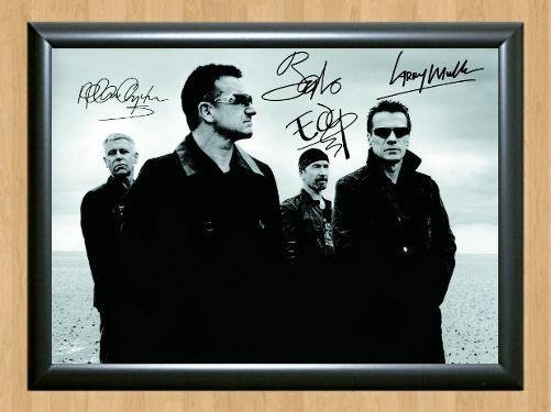 U2 Bono The Edge Adam Clayton Larry Mullen Signed Autographed Photo Poster Print Memorabilia A2 16.5