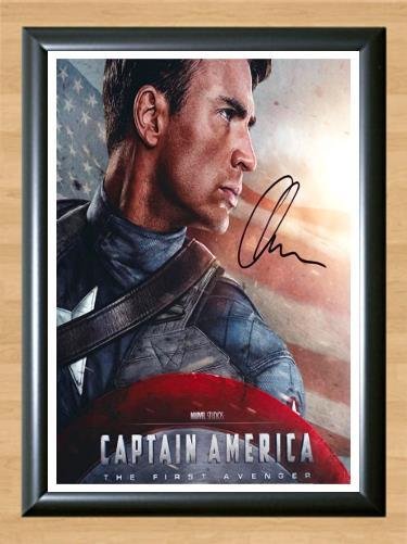 Captain America Chris Evans Signed Autographed Photo Poster Print Memorabilia A2 16.5x23.4""