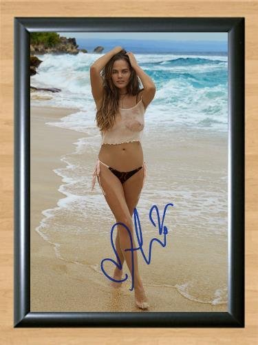 Chrissy Teigen Beach Model Signed Autographed Photo Poster Print Memorabilia A2 16.5x23.4""