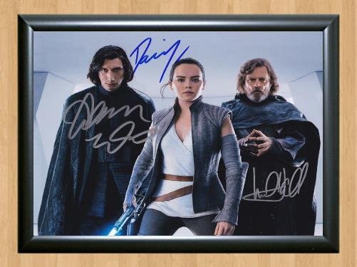 Daisy Ridley Mark Hamill Adam Driver Star Wars Signed Autographed Photo Poster Print Memorabilia A2 