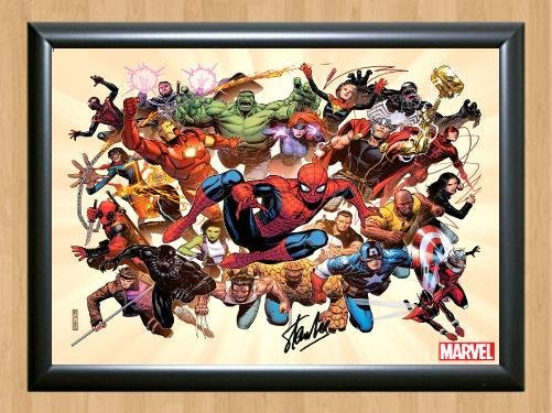 Stan Lee Marvel Heroes Comics Signed Autographed Photo Poster Print Memorabilia A2 16.5x23.4""
