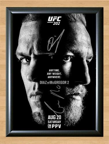 Conor McGregor vs Nate Diaz  MMA Signed Autographed Photo Poster Print Memorabilia A2 16.5x23.4""