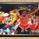 Michael Jordan vs Magic Johnson Signed Autographed Photo Poster Print Memorabilia A2 16.5x23.4""