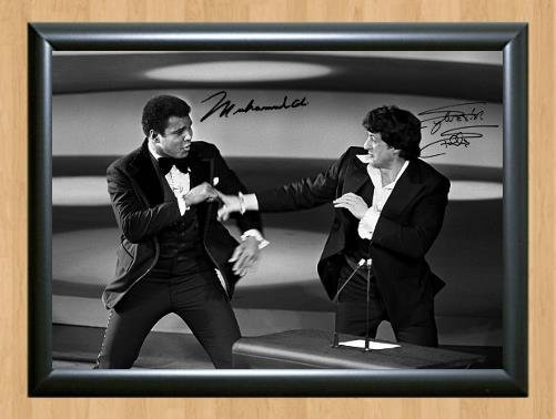 Sylvester Stallone Spars with Muhammad Ali Signed Autographed Photo Poster Print Memorabilia A2 16.5