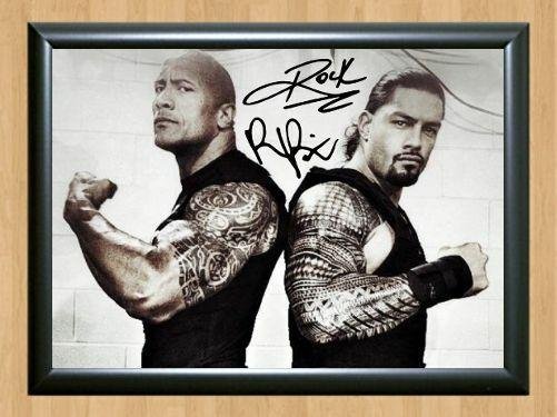 The Rock & Roman Reigns  Signed Autographed Photo Poster Print Memorabilia A2 16.5x23.4""