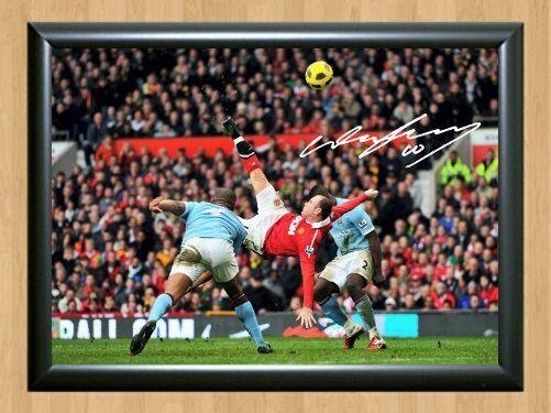 Wayne Rooney Overhead Goal  Signed Autographed Photo Poster Print Memorabilia A2 16.5x23.4""