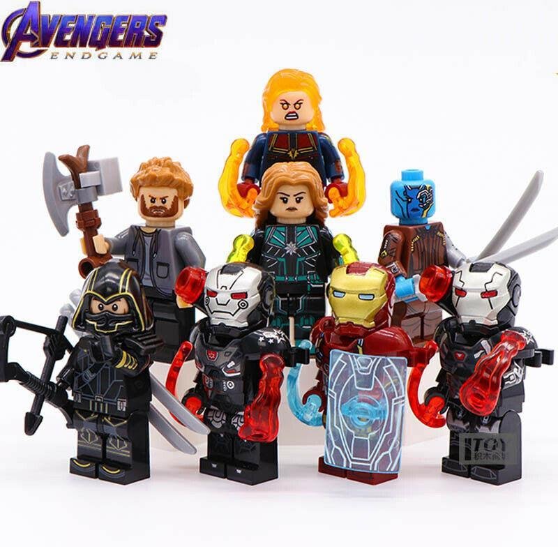 8pcs Avengers Endgame Captain Marvel War Machine Hawkeye Thor Nebula Minifigures