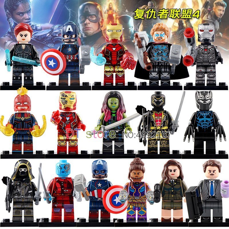 16pcs Superhero Avengers Endgame Captain Marvel Iron Man Thor Gamora Minifigures