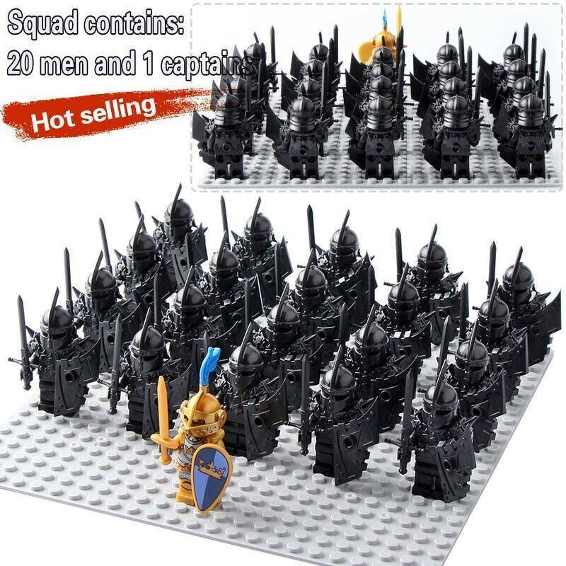 21Pcs/Set Black Knights Armored Battle Warriors Castle Kingdoms Minifigures