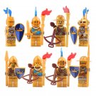 8pcs/set Castle The Golden Knight with Golden Armour & Weapons Minifigures