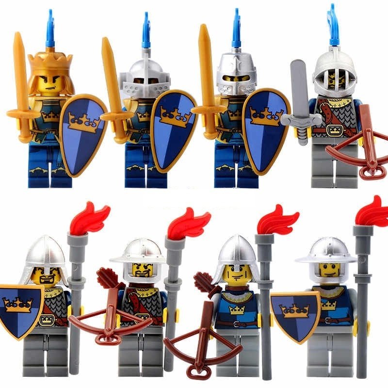 8pcs/set Castle The Crown King & The Crown Knights Soldiers Minifigures Toy