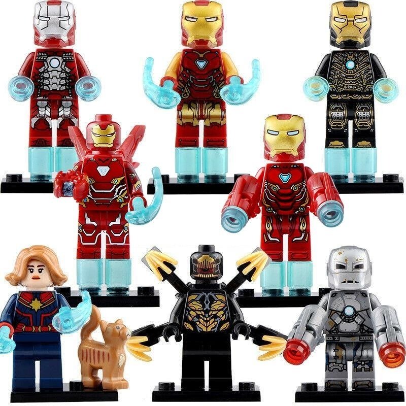8pcs/set Captain Marvel Iron Man MK1 MK5 MK41 MK50 Outrider Minifigures