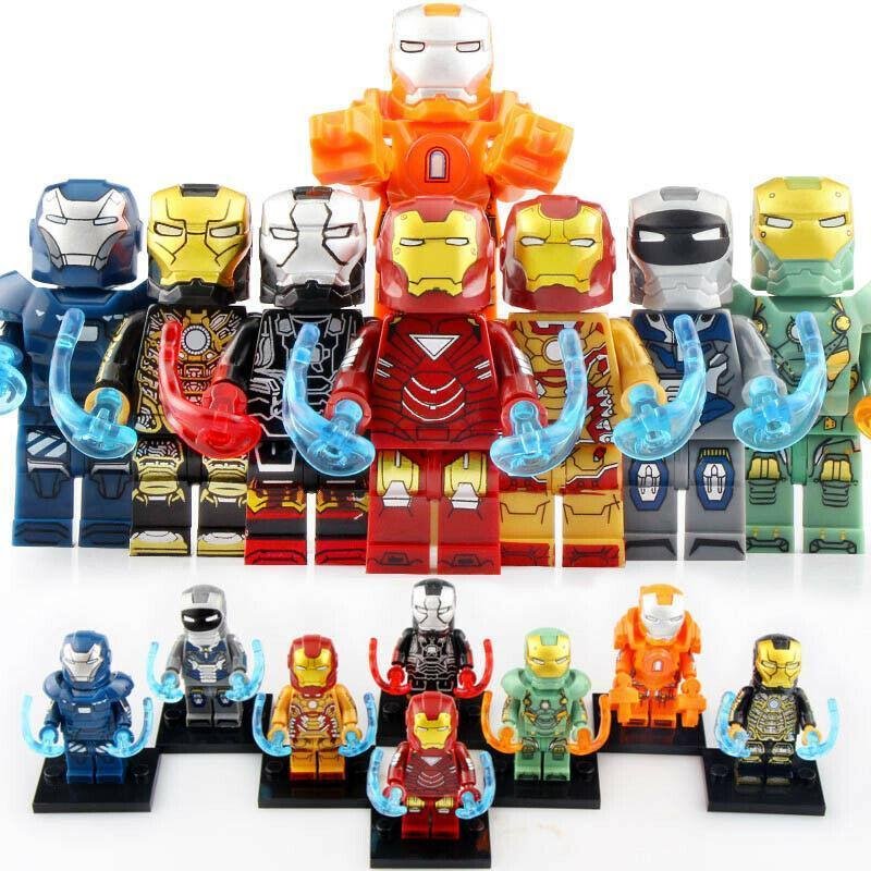 8pcs/set Marvel Iron Man armor MK6 MK22 MK36 MK38 MK40 MK42 Minifigures