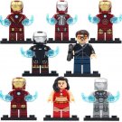 8pcs/set Marvel Tony Stark Iron Man MK2 MK4 MK8 MK22 Dance Girl Minifigures